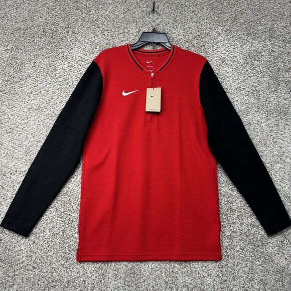 Nike Sweater Men's Small Red Black Quarter Zip Pullover FJ9549-060 Football New - Picture 1 of 14